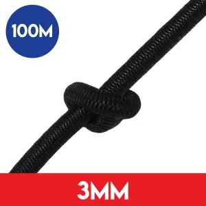 100m of 3MM Shockguard Dyneema Shockcord - Black