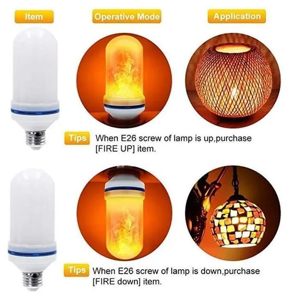 LED flaming bulb with severe power sensor effect