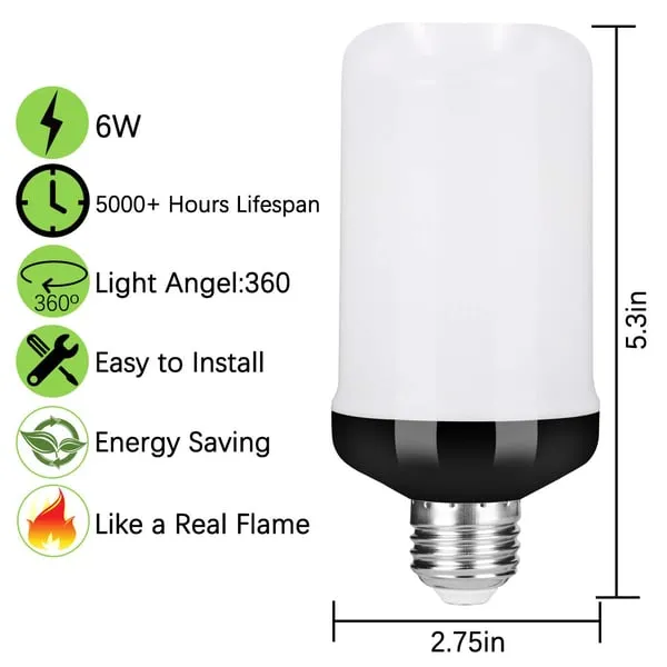 LED flaming bulb with severe power sensor effect